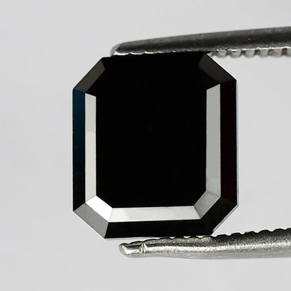 2.55 Ct Emerald Shape Loose Diamond | Natural Treated Black Diamond for Engagement or Wedding Band
