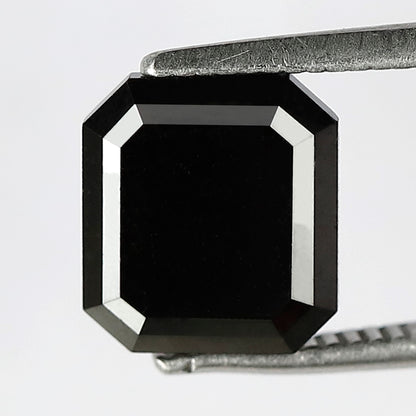 2.55 Ct Emerald Shape Loose Diamond | Natural Treated Black Diamond for Engagement or Wedding Band