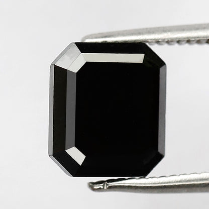 2.55 Ct Emerald Shape Loose Diamond | Natural Treated Black Diamond for Engagement or Wedding Band