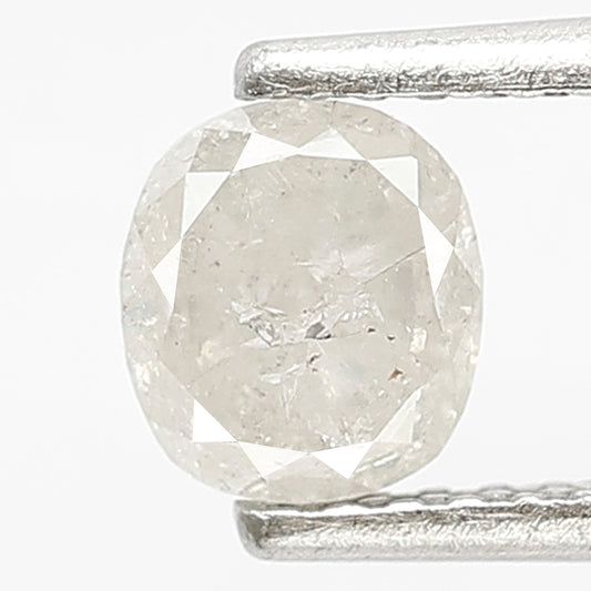 0.76 CT Loose Natural Oval Shape Diamond Fancy Misty White Color Diamond 5.4 x 4.8 x 3.5 MM Conflict Free Salt and Pepper Diamond