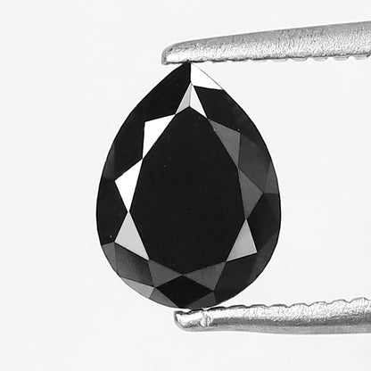 1.60 Ct Pear Cut Black Diamond | Natural Treated Earth Mined Loose Diamond for Anniversary Jewelry