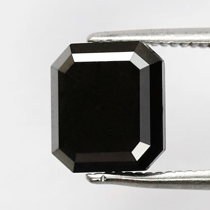 2.55 Ct Emerald Shape Loose Diamond | Natural Treated Black Diamond for Engagement or Wedding Band
