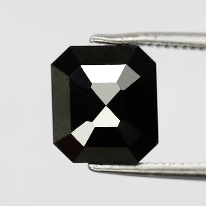 2.55 Ct Emerald Shape Loose Diamond | Natural Treated Black Diamond for Engagement or Wedding Band