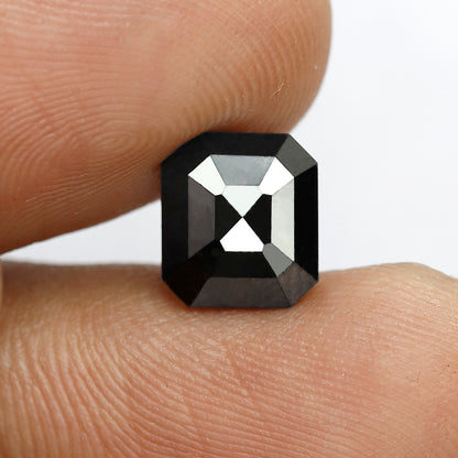 2.55 Ct Emerald Shape Loose Diamond | Natural Treated Black Diamond for Engagement or Wedding Band