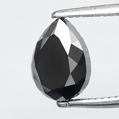 1.60 Ct Pear Cut Black Diamond | Natural Treated Earth Mined Loose Diamond for Anniversary Jewelry