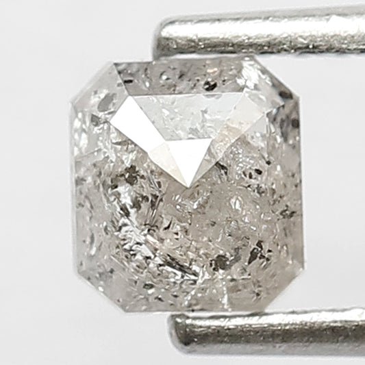 0.61 CT Natural Grey Black Color Diamond 5.1 x 4.6 x 2.5 MM Ethically Sourced Emerald Shape Diamond Loose Natural Salt and Pepper Diamond