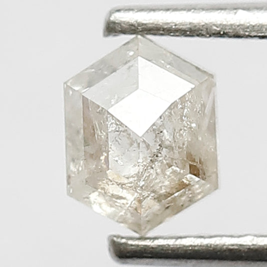 0.55 CT Fancy Misty White Color Diamond Loose Natural Hexagon Shape Diamond 5.4 x 4.1 x 2.7 MM Salt and Pepper Diamond Prong Setting Ring