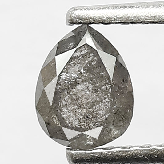 0.44 CT Perfect Pear Shape Diamond 5.5 MM Loose Natural Grey Black Color Salt and Pepper Diamond Custom Proposal Ring