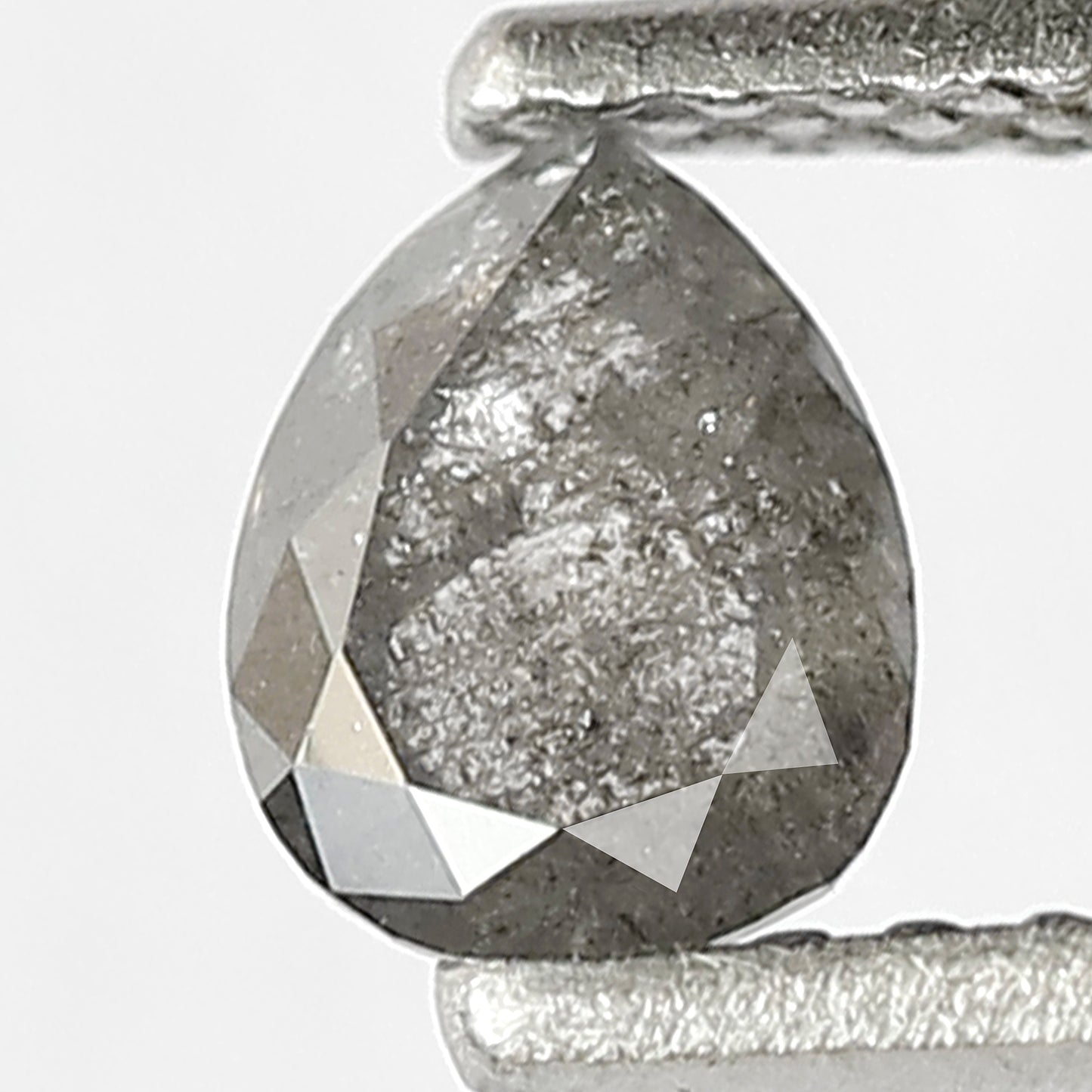 0.44 CT Perfect Pear Shape Diamond 5.5 MM Loose Natural Grey Black Color Salt and Pepper Diamond Custom Proposal Ring