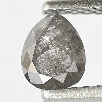 0.44 CT Perfect Pear Shape Diamond 5.5 MM Loose Natural Grey Black Color Salt and Pepper Diamond Custom Proposal Ring