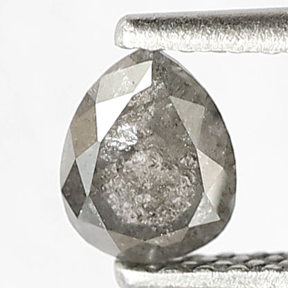 0.44 CT Perfect Pear Shape Diamond 5.5 MM Loose Natural Grey Black Color Salt and Pepper Diamond Custom Proposal Ring