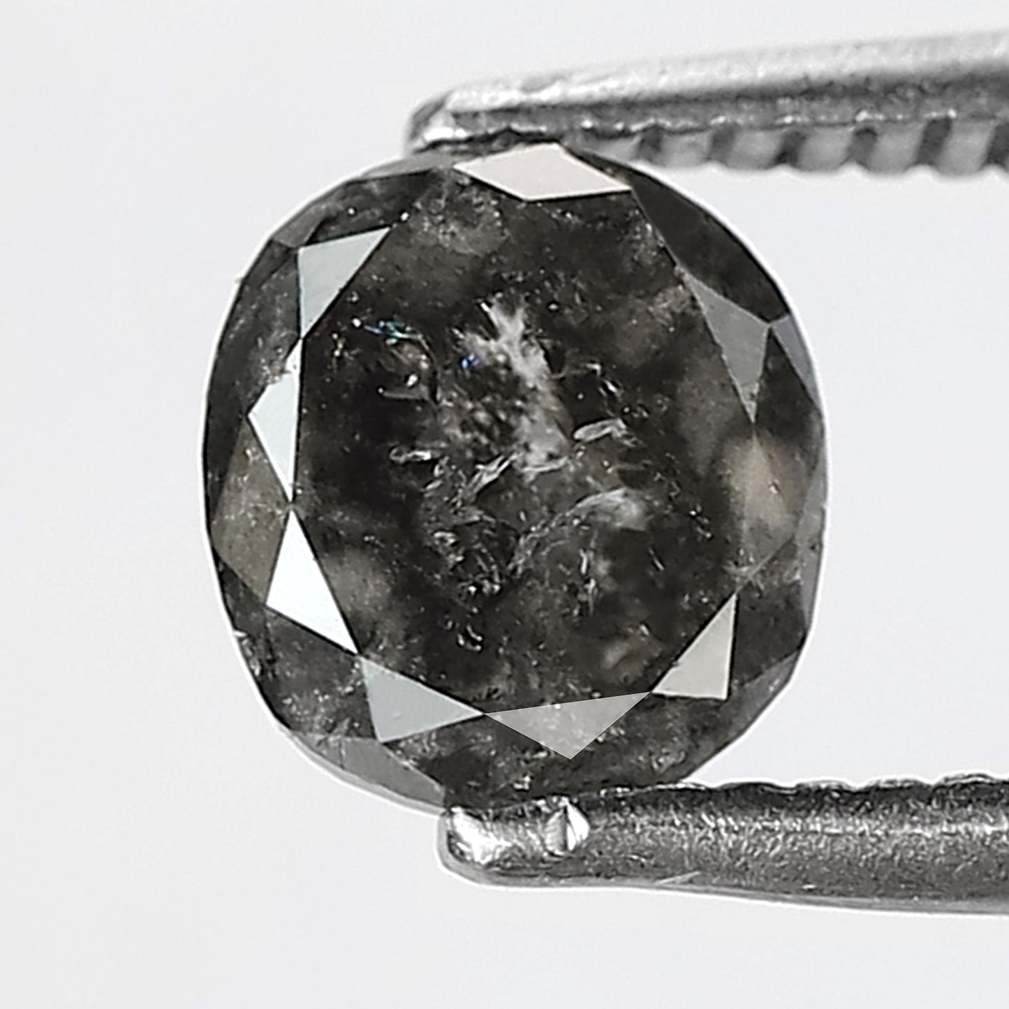 1.12 CT Oval shape salt and pepper diamond 6 MM gray-black color natural loose diamond for gifting ring