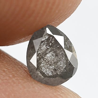 0.44 CT Perfect Pear Shape Diamond 5.5 MM Loose Natural Grey Black Color Salt and Pepper Diamond Custom Proposal Ring