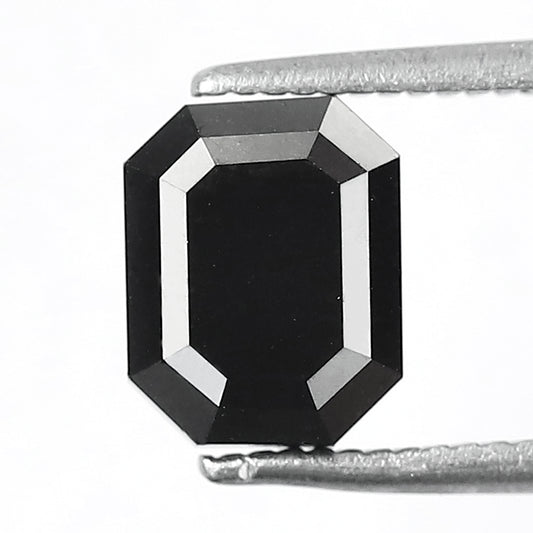 Natural Treated Black Diamond 2.23 Ct | Ethical Emerald Shape Loose Diamond for Custom Bridal Jewelry
