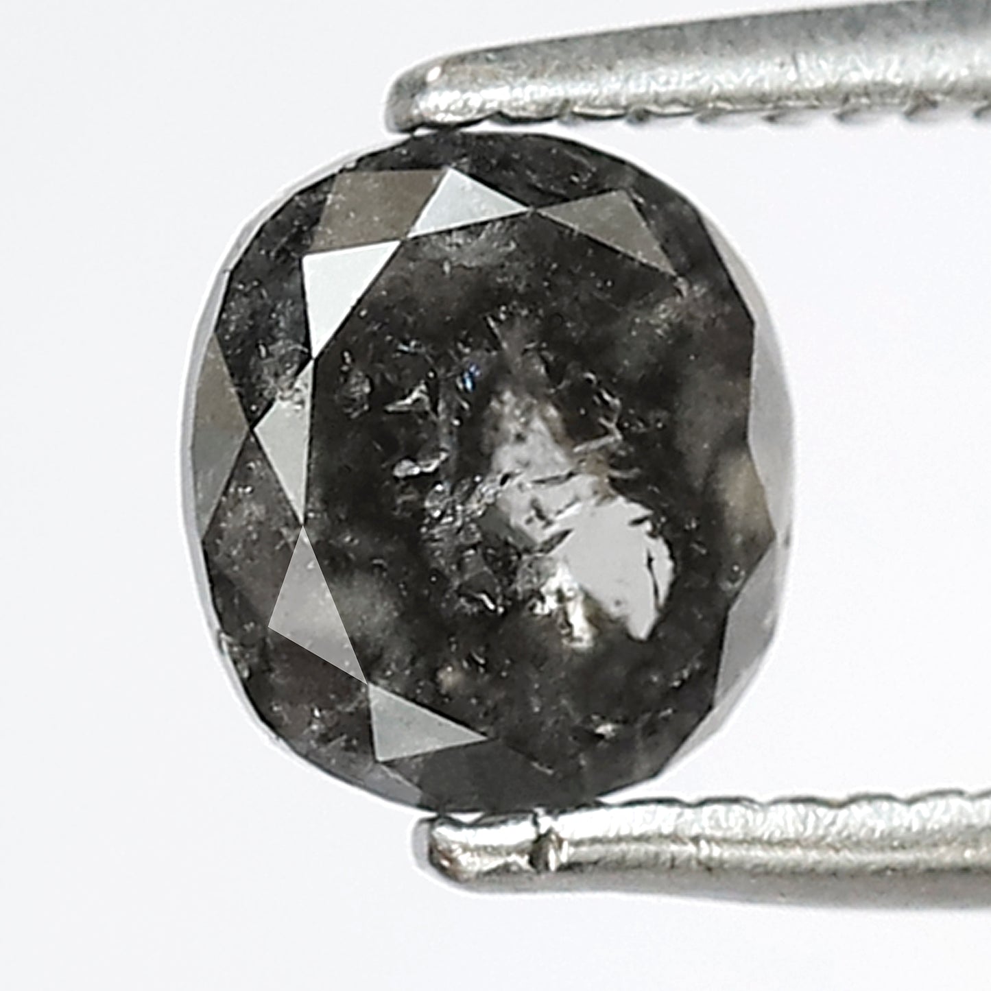 1.12 CT Oval shape salt and pepper diamond 6 MM gray-black color natural loose diamond for gifting ring