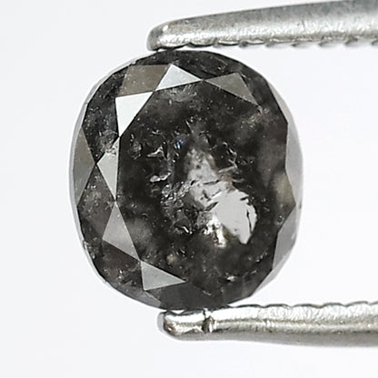 1.12 CT Oval shape salt and pepper diamond 6 MM gray-black color natural loose diamond for gifting ring
