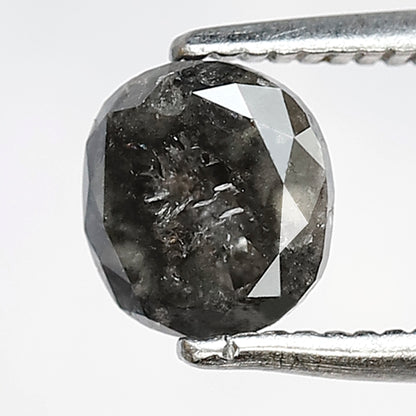 1.12 CT Oval shape salt and pepper diamond 6 MM gray-black color natural loose diamond for gifting ring