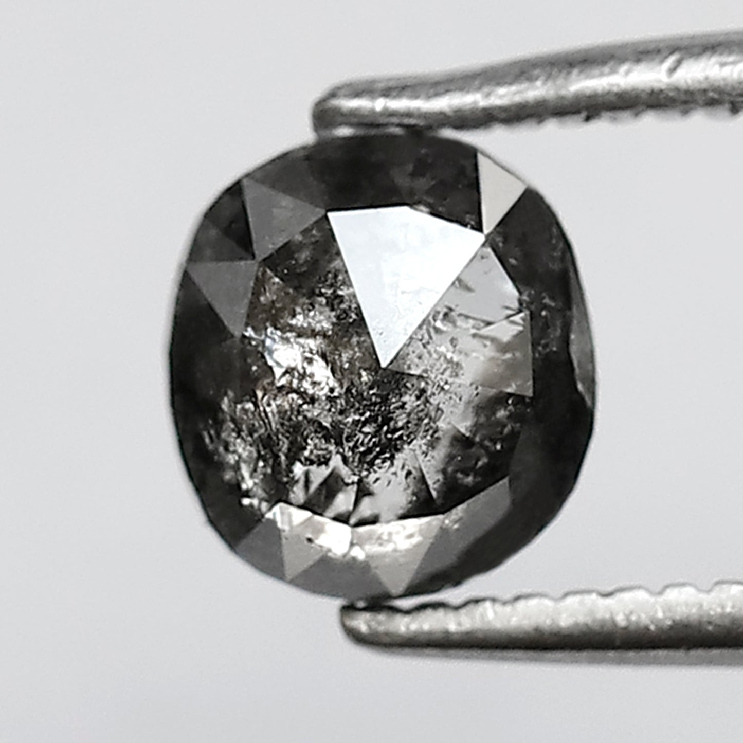 1.12 CT Oval shape salt and pepper diamond 6 MM gray-black color natural loose diamond for gifting ring