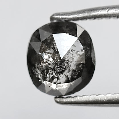 1.12 CT Oval shape salt and pepper diamond 6 MM gray-black color natural loose diamond for gifting ring