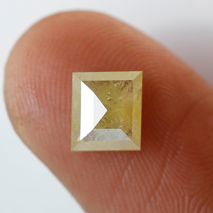 1.13 Ct Square Cut Rustic Diamond, Translucent Yellow Natural Loose Diamond, Earth Mined Ethical Gem for Custom Jewelry