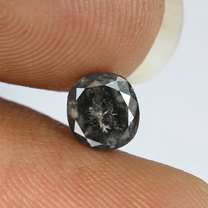 1.12 CT Oval shape salt and pepper diamond 6 MM gray-black color natural loose diamond for gifting ring