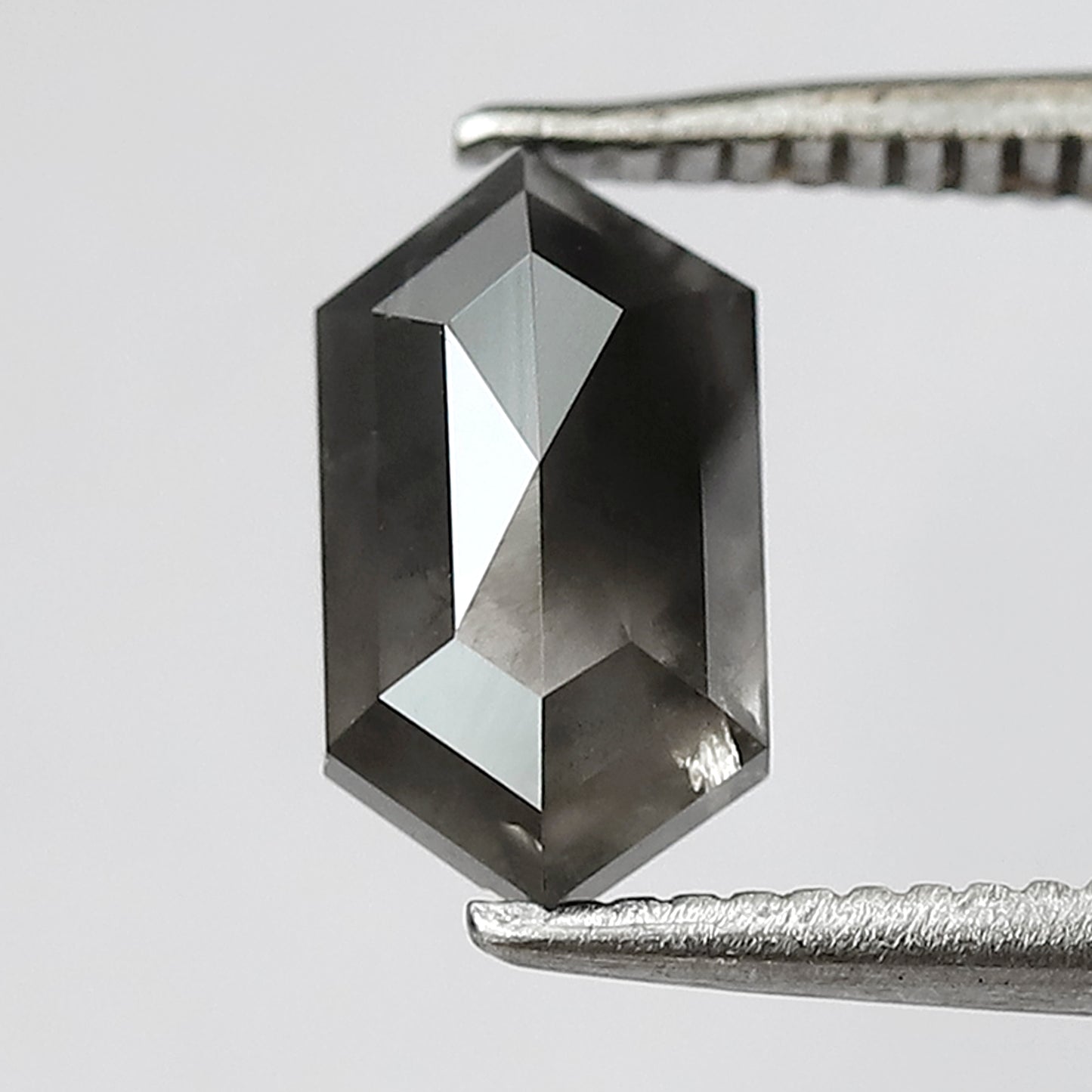 1.40 CT Elongated Hexagon shape salt and pepper diamond 8.70 MM gray-black color natural loose diamond for a birthday gift