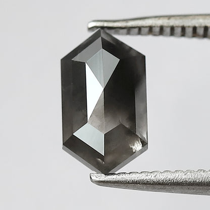1.40 CT Elongated Hexagon shape salt and pepper diamond 8.70 MM gray-black color natural loose diamond for a birthday gift