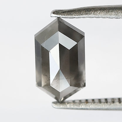 1.40 CT Elongated Hexagon shape salt and pepper diamond 8.70 MM gray-black color natural loose diamond for a birthday gift