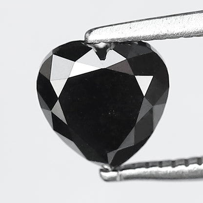 1.47 Ct Ethical Heart Cut Black Diamond | 6.40 x 6.30 mm Natural Treated Loose Diamond for Promise Ring and Bridal Ring
