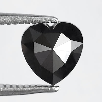 1.47 Ct Ethical Heart Cut Black Diamond | 6.40 x 6.30 mm Natural Treated Loose Diamond for Promise Ring and Bridal Ring