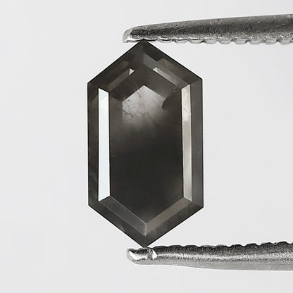 1.40 CT Elongated Hexagon shape salt and pepper diamond 8.70 MM gray-black color natural loose diamond for a birthday gift