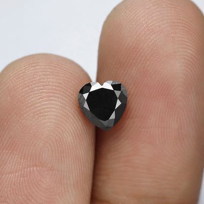 1.47 Ct Ethical Heart Cut Black Diamond | 6.40 x 6.30 mm Natural Treated Loose Diamond for Promise Ring and Bridal Ring