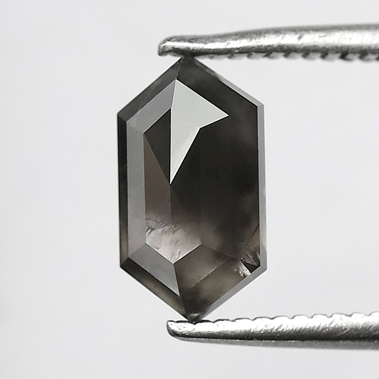 1.40 CT Elongated Hexagon shape salt and pepper diamond 8.70 MM gray-black color natural loose diamond for a birthday gift