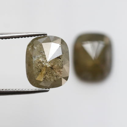 5.98 Ct Emerald Cut Diamond Pair, Greenish Gray Rustic Diamonds, Natural Conflict Free Loose Diamonds for Earrings