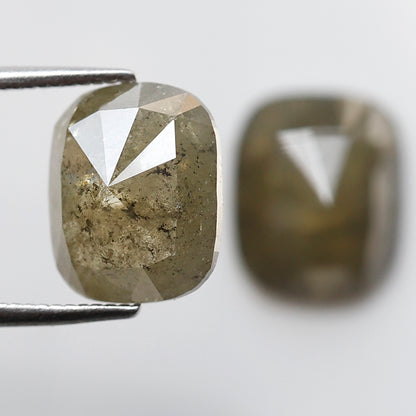 5.98 Ct Emerald Cut Diamond Pair, Greenish Gray Rustic Diamonds, Natural Conflict Free Loose Diamonds for Earrings