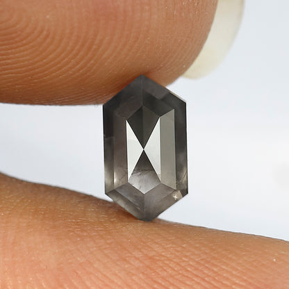 1.40 CT Elongated Hexagon shape salt and pepper diamond 8.70 MM gray-black color natural loose diamond for a birthday gift