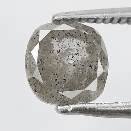 1.34 CT Cushion shape salt and pepper diamond 6.80 mm gray-black color natural loose diamond for making jewelry