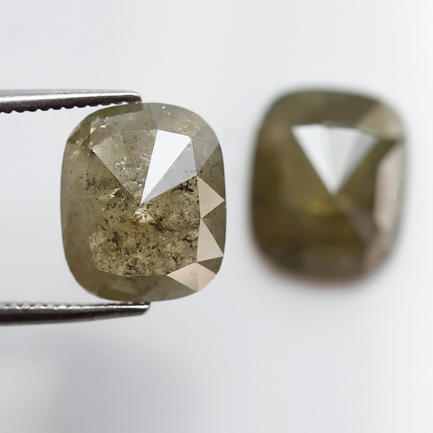 5.98 Ct Emerald Cut Diamond Pair, Greenish Gray Rustic Diamonds, Natural Conflict Free Loose Diamonds for Earrings