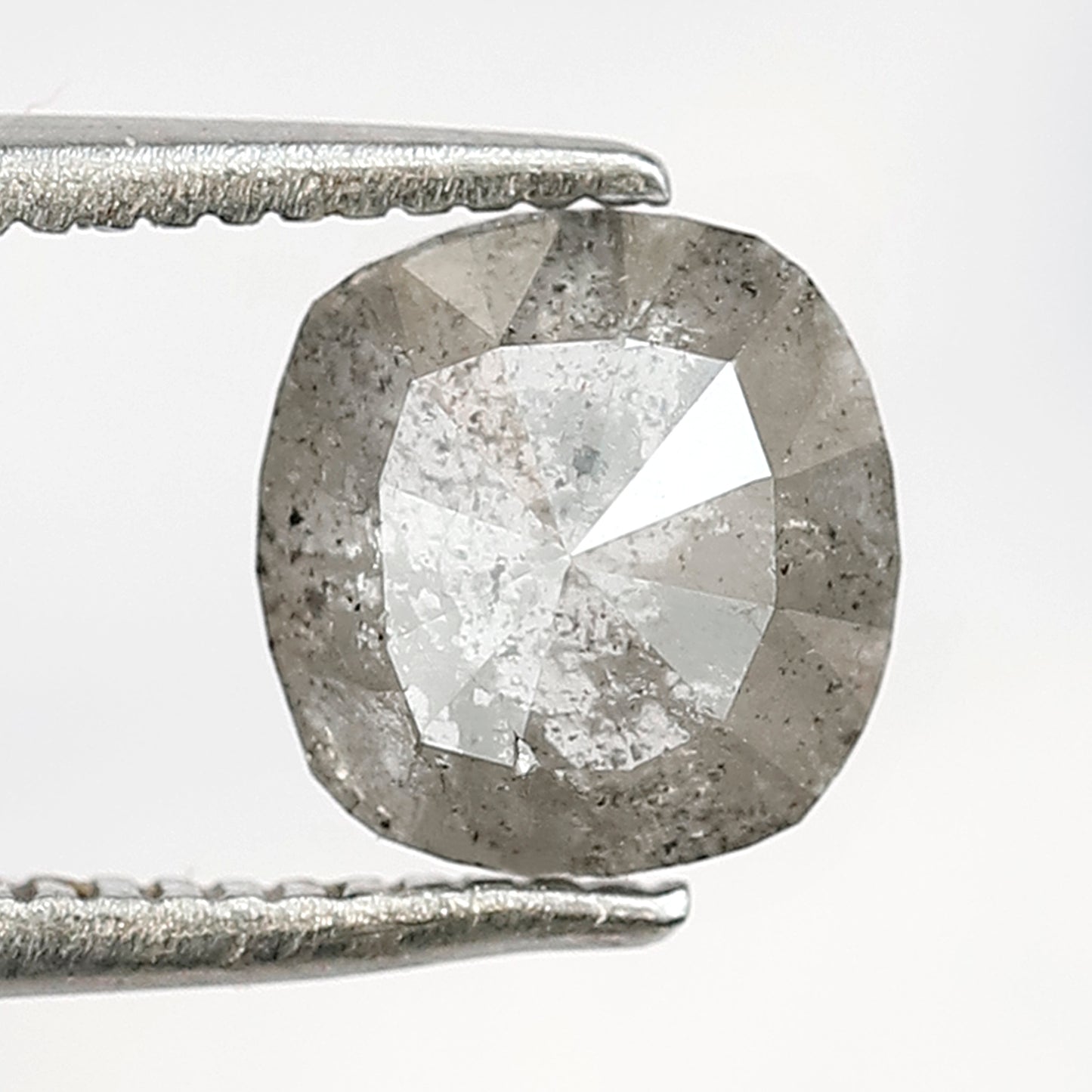 1.34 CT Cushion shape salt and pepper diamond 6.80 mm gray-black color natural loose diamond for making jewelry