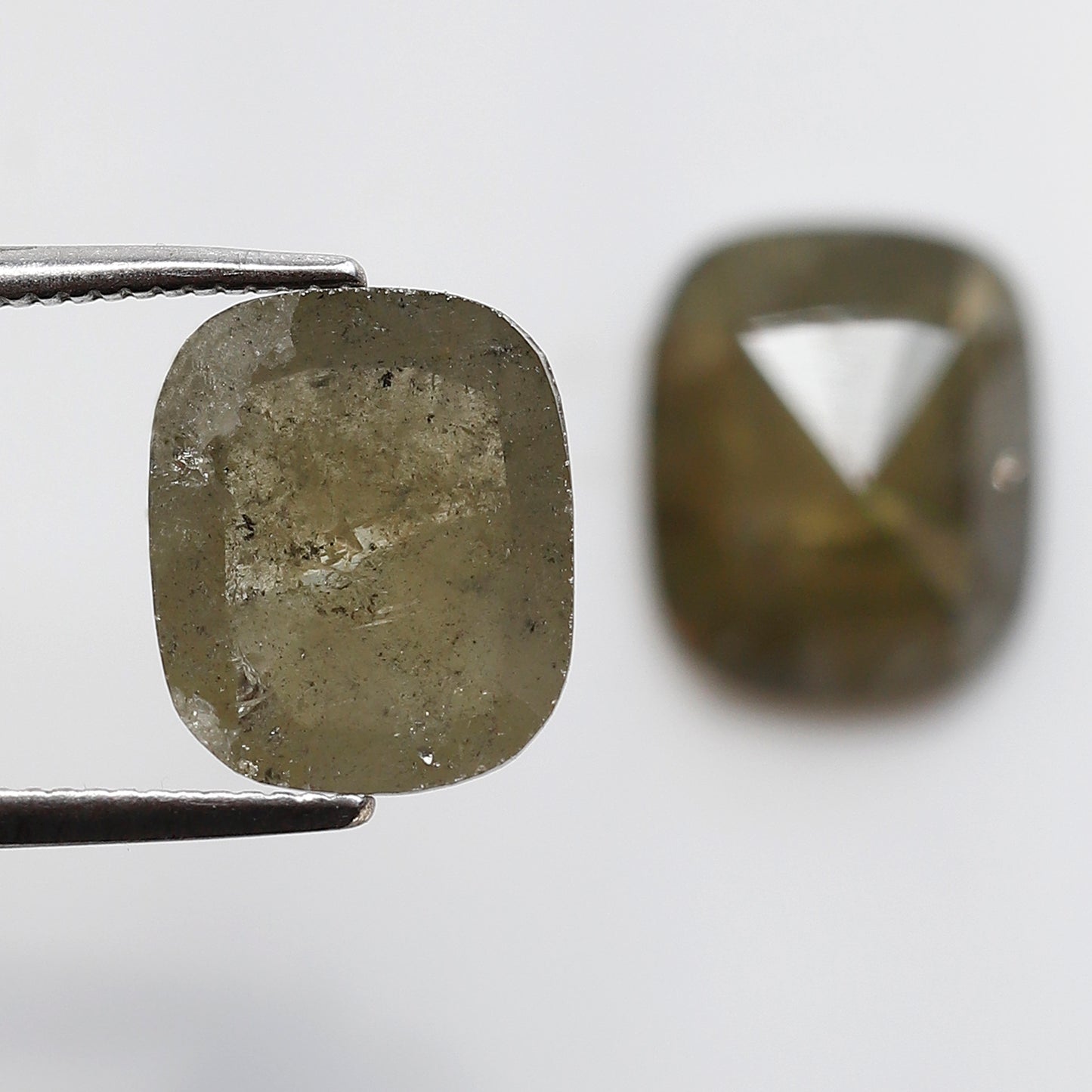 5.98 Ct Emerald Cut Diamond Pair, Greenish Gray Rustic Diamonds, Natural Conflict Free Loose Diamonds for Earrings