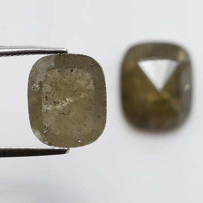 5.98 Ct Emerald Cut Diamond Pair, Greenish Gray Rustic Diamonds, Natural Conflict Free Loose Diamonds for Earrings