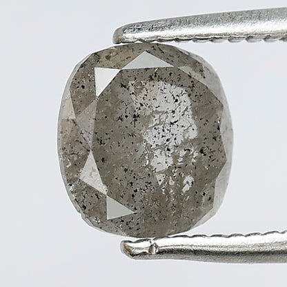 1.34 CT Cushion shape salt and pepper diamond 6.80 mm gray-black color natural loose diamond for making jewelry