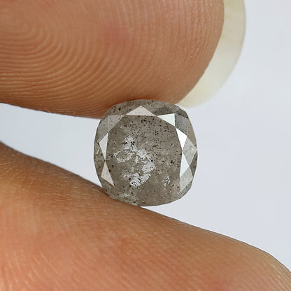 1.34 CT Cushion shape salt and pepper diamond 6.80 mm gray-black color natural loose diamond for making jewelry