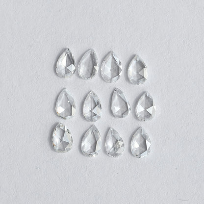 12 PCS Natural Rose Cut Round Diamonds | 1.03 CT FG Color VS Clarity Loose Diamonds for Engagement Ring Jewelry