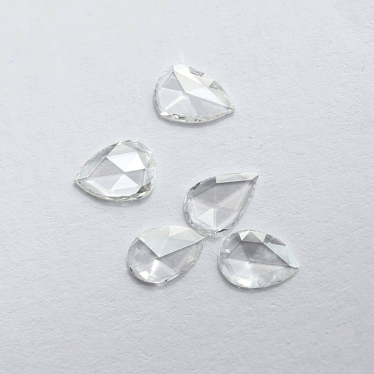 0.95 CT Pear Shape Rose Cut Diamonds Lot | 5 PCS Natural FG Color VS Clarity Loose Diamonds 5.80 MM