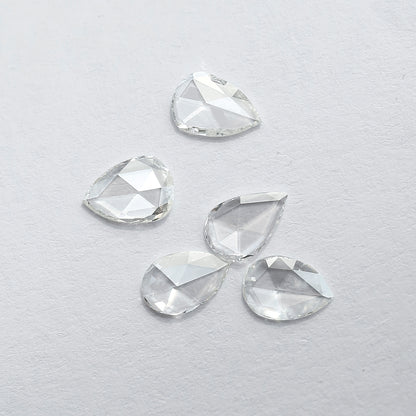 0.95 CT Pear Shape Rose Cut Diamonds Lot | 5 PCS Natural FG Color VS Clarity Loose Diamonds 5.80 MM