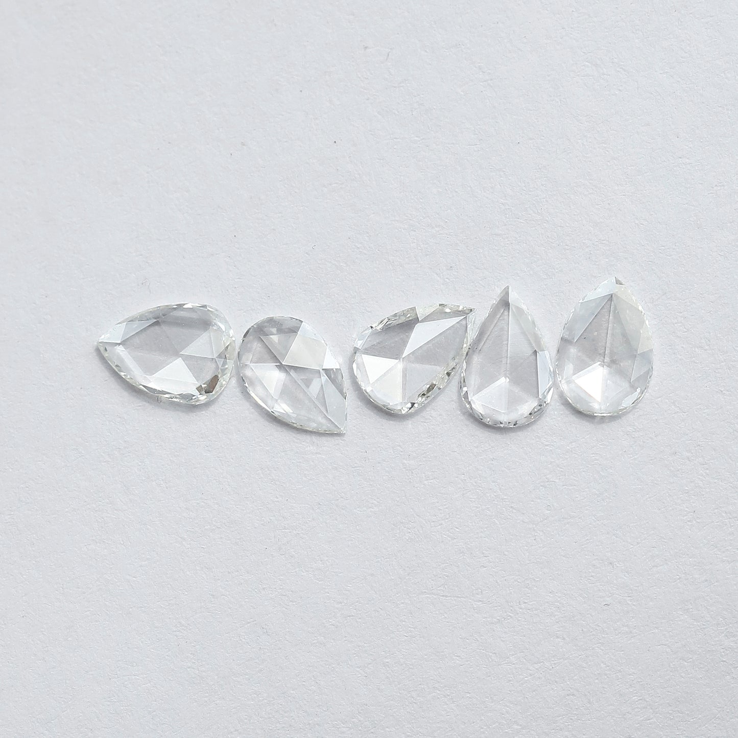 0.95 CT Pear Shape Rose Cut Diamonds Lot | 5 PCS Natural FG Color VS Clarity Loose Diamonds 5.80 MM