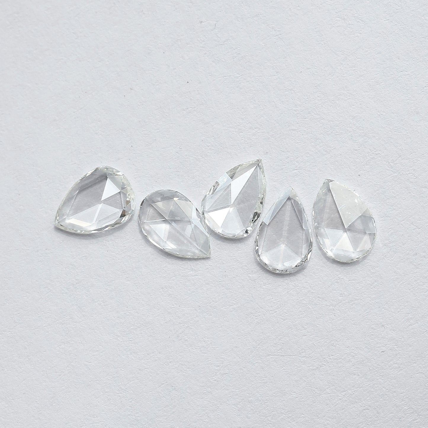 0.95 CT Pear Shape Rose Cut Diamonds Lot | 5 PCS Natural FG Color VS Clarity Loose Diamonds 5.80 MM
