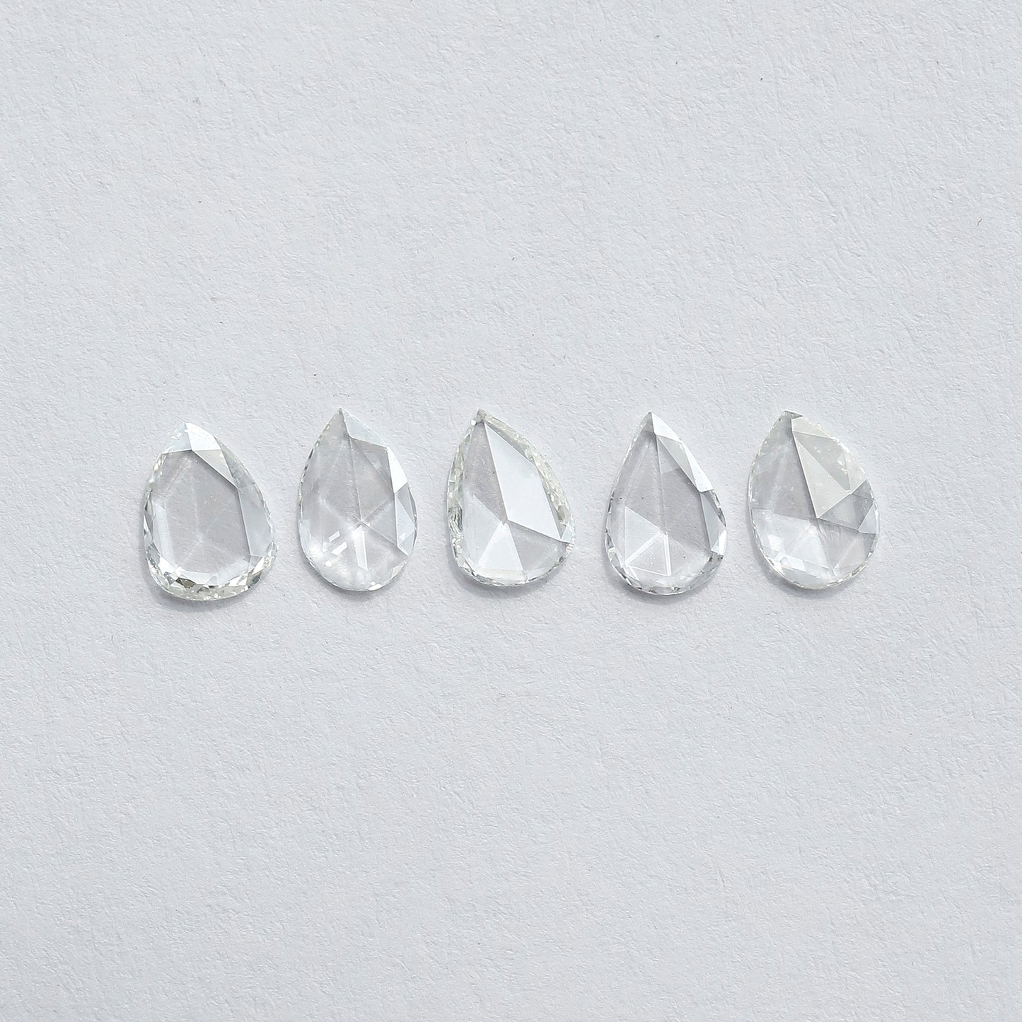 0.95 CT Pear Shape Rose Cut Diamonds Lot | 5 PCS Natural FG Color VS Clarity Loose Diamonds 5.80 MM