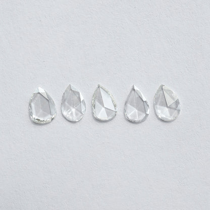 0.95 CT Pear Shape Rose Cut Diamonds Lot | 5 PCS Natural FG Color VS Clarity Loose Diamonds 5.80 MM